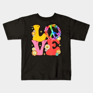 PEACE SIGN LOVE T Shirt 60s 70s Tie Dye Hippie Costume Kids T-Shirt